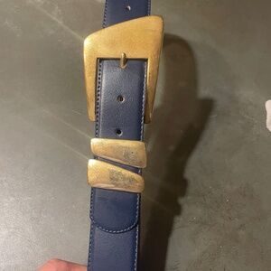 Ladies Toledano Navy Leather Belt Size S